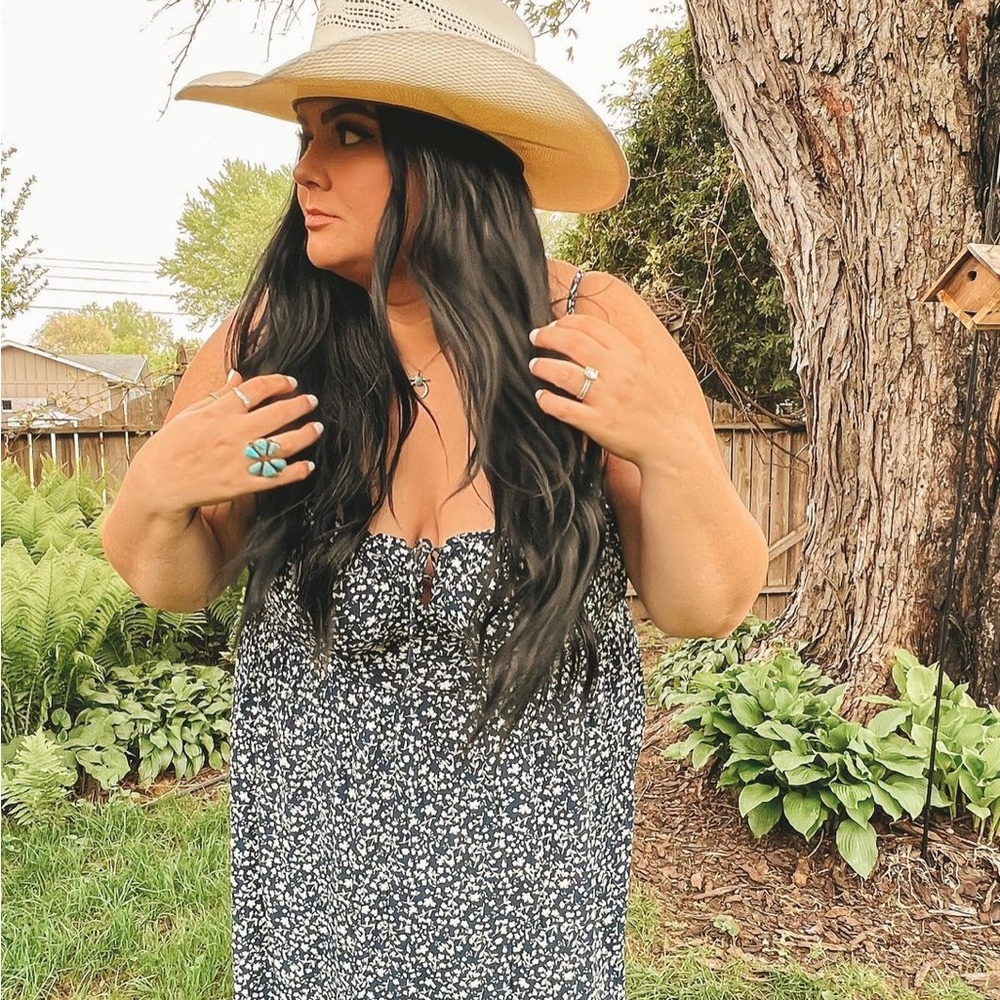 Navy floral dress - Picture 3 of 3